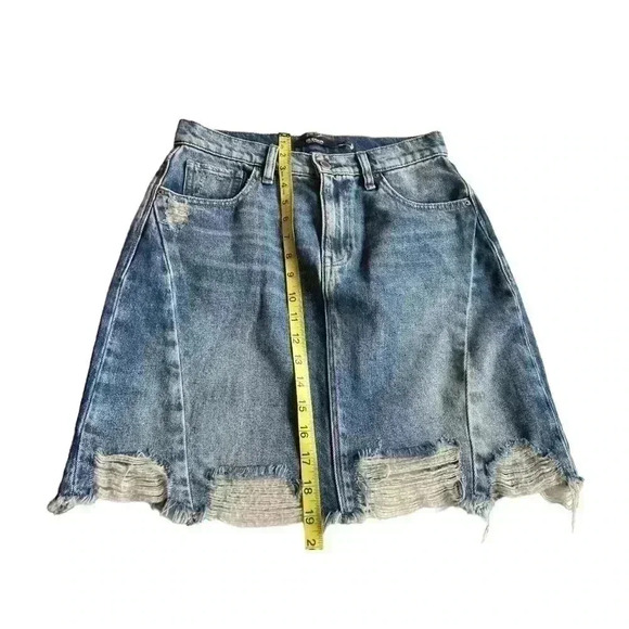 HUDSON  LULU DISTRESSED 5 POCKET WOMEN’S DENIM PENCIL SKIRT•MEDIUM DENIM… - Picture 5 of 10